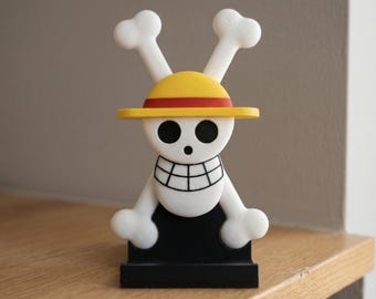 One Piece Pirate Skull Phone Stand | 3D Printed Desk Accessory | Otaku and Collector Fans