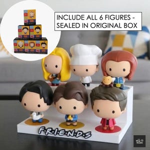 FRIENDS x Mcdonald's Collectible Figures Set with Display Stand (6 Figures) | 3D Printed Stand White