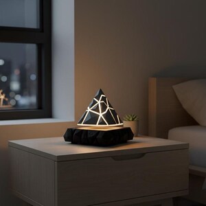 Levitating Pyramid Lamp | 3D Printed LED Night Light with Touch Control image 2