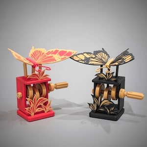 Flapping Dancing Butterfly Wings Hand-Crank Fidget Toy – Interactive Nature 3D Printed Decor