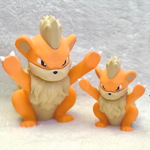 Decoración de escaparate de Pokémon enojados / Tamaños mediano y grande disponibles / Decoración hecha por fans de Charmander, Pikachu, Psyduck y Mew / Regalo impreso en 3D Growlithe