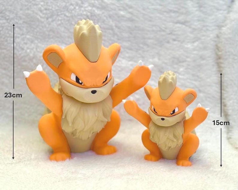 Decoración de escaparate de Pokémon enojados / Tamaños mediano y grande disponibles / Decoración hecha por fans de Charmander, Pikachu, Psyduck y Mew / Regalo impreso en 3D Growlithe