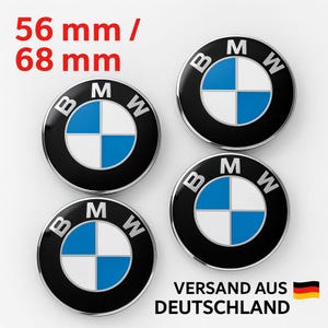 4x BMW Nabendeckel 56mm / 68mm – Felgendeckel Radkappen Abdeckung Radnabenkappen für BMW 1er 3er 5er 7er X1 X3 X5 – Felgenkappen Blau Weiß