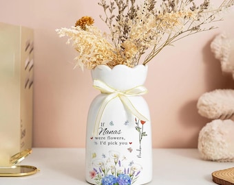パーソナライズされた陶器の花瓶。もし花だったら、あなたの誕生月の花を選びます。おばあちゃん、乳母、おばあちゃん、お母さんへの贈り物。