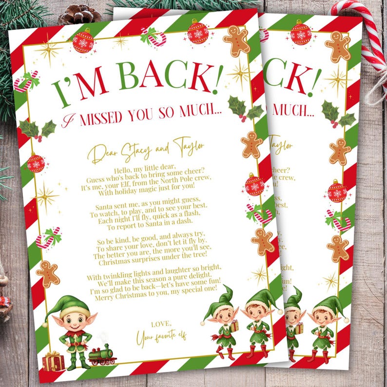 Editable Elf Arrival Letter | Welcome Back Elf Note | Customizable ...