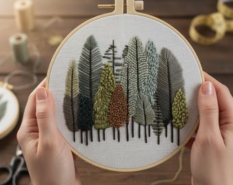 DIY Forest Tree Embroidery Kit for Beginners Woodland Embroidery Cottagecore Nature Art