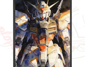 Watercolor Gundam XXG-01D Art Print: Mecha Anime Poster (Digital Download)