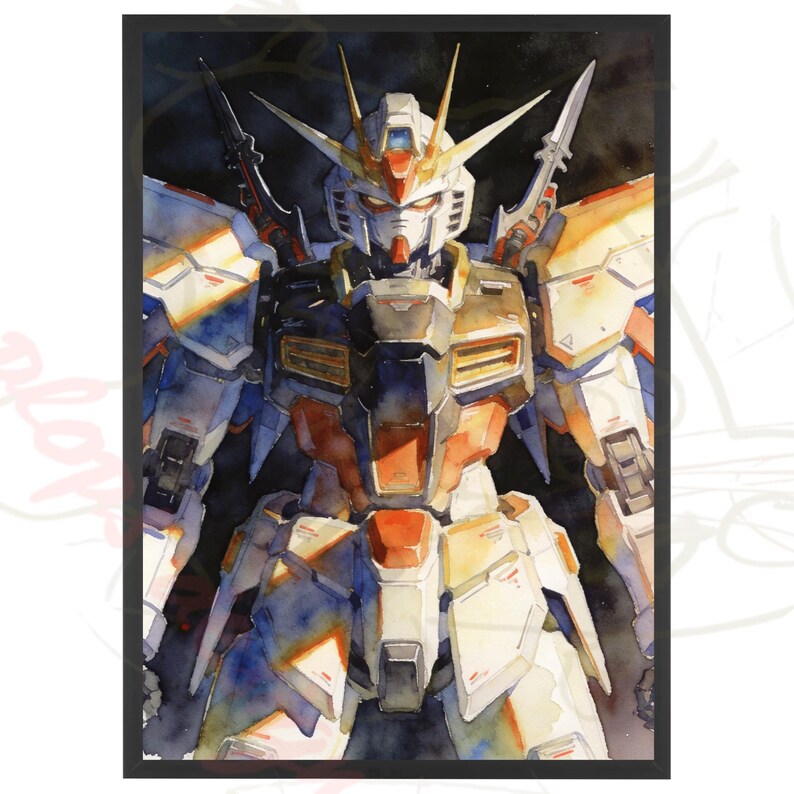 A vibrant watercolor vignette of the Deathscythe Hell mobile suit, highlighting the white and gold armor of the unit piloted by Duo Maxwell. This mobile suit gundam wing wallpaper art features rich textures and high-contrast lighting, making it a premium choice for a gundam wallpapers hd wallpaper 4k pc background or an artistic gundam wallpapers hd wallpaper 4k.