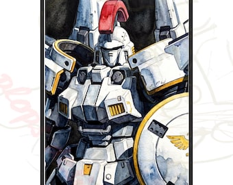 Watercolor Portrait Mobile Suit Gundam Print Tallgeese | Classic Anime Robot Art Print | Vintage Japanese Movie Poster | Instant Digital Art