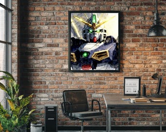 Mobile Suit Ensemble, Nu Gundam RX-93 | Classic Anime, Mecha Model and Anime Robot PNG | Instant Digital Download Watercolor Paintings