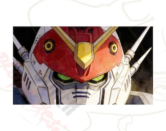 Mobile Suit Ensemble | Gundam Murals - HeavyArms Gundam | Mecha Model & Anime Robot PNG | Instant Digital Download Watercolor Paintings