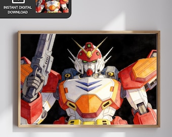 Man Cave Digital Downloads | Mecha Wall Art & Classic Japanese Anime Robot PNG | Mobile Suit Ensemble | Gundam Murals - HeavyArms Gundam