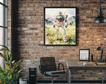 Gundam RX-78-2 Art Print and Desktop Wallpaper | Watercolor Mecha Anime Poster (Digital Download)