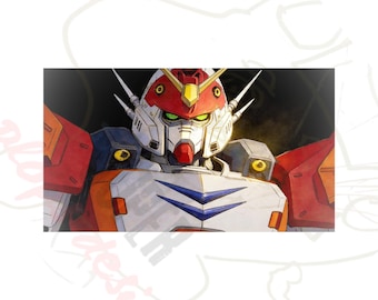 Mobile Suit Ensemble | Gundam Murals - HeavyArms Gundam | Mecha Model & Anime Robot PNG | Instant Digital Download Watercolor Paintings