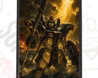 Gundam XXXG-01D Deathscythe Mobile Suit Baroque Oil Art Print: Mecha Anime Poster (Digital Download)