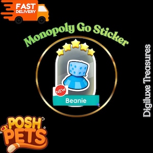 Beanie - 5Stars Stickers - MonopolyGo Stickers. POSH PETS ALBUM