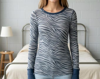 Vintage Y2K Free People Tiger Stripe Burnout Henley, Sheer Animal Print Long Sleeve Top, Grunge Boho Layering Shirt