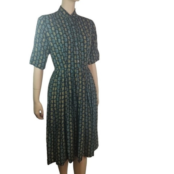 Vtg 50s midcentury paisley daydress