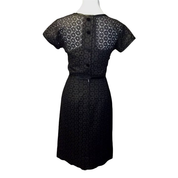 Vtg 50s black cotton eyelet dress, 1950s black co… - image 6