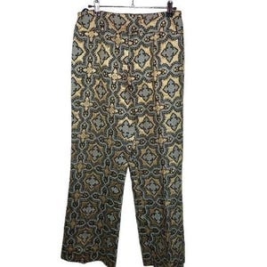 Vtg 70s metallic lurex brocade jacquard trousers pants vintage luxe 1970s formal going out cocktail party club pants