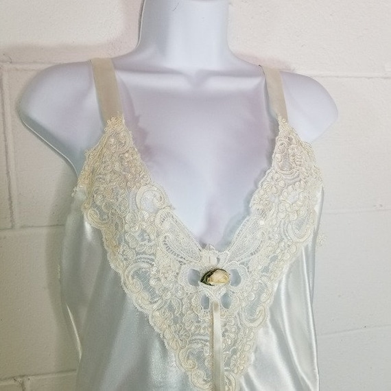 Nuisette Vintage Satin Et Dentelle Années 70/80 - Taille S, écru, Neuve Avec étiquettes