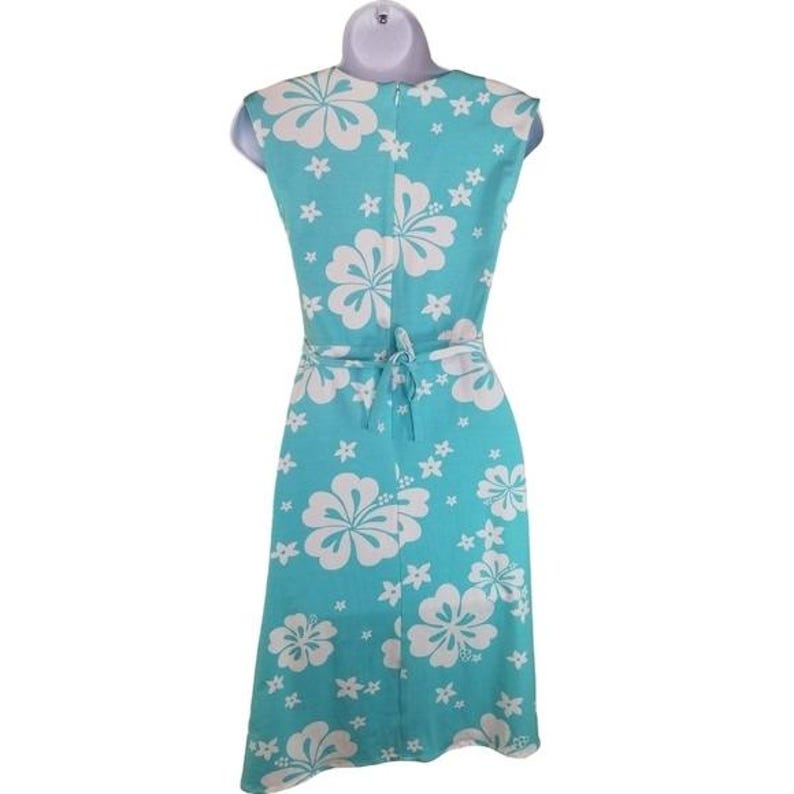Vintage Eva Franco Anthropologie Blue Floral Dress, Tropical Vacation Midi Dress, Summer Cruise Resortwear, Spring Garden Party Style image 4