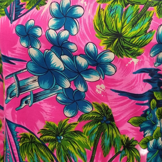 Vtg 60s hawaiian floral neon bright long maxi dre… - image 5