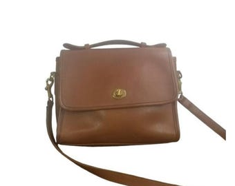 Vintage Coach Court Bag 9870, British Tan Leather Purse, 90s