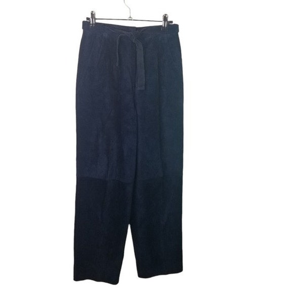 Vtg 80s blue suede trousers pants - image 1