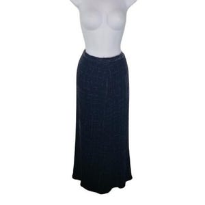Vintage Y2K Emanuel Ungaro Blue Velvet Maxi Skirt, Printed Long Cocktail Skirt, Elegant Eveningwear, Haute Couture Style