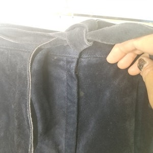 Vtg 80s blue suede trousers pants image 2