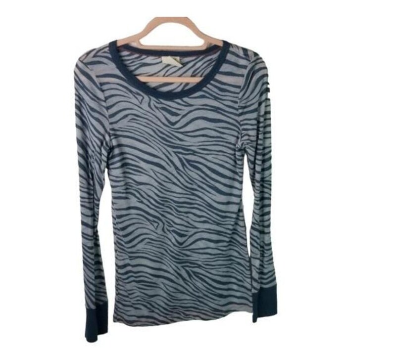 Vintage Y2K Free People Tiger Stripe Burnout Henley, Sheer Animal Print Long Sleeve Top, Grunge Boho Layering Shirt image 2