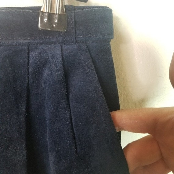 Vtg 80s blue suede trousers pants - image 9