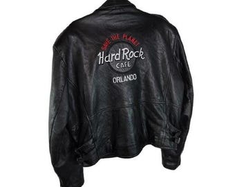 Hard Rock Cafe Las Vegas Vintage Black Leather Bomber Jacket, M - Etsy