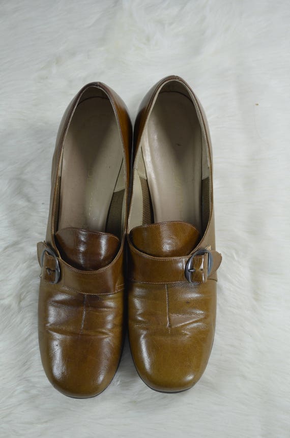 vintage 1970s brown leather heels, vtg 70s Florsh… - image 7