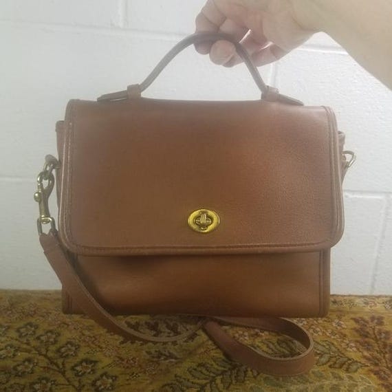 Vintage Coach Court Bag 9870, British Tan Leather Purse, 90s