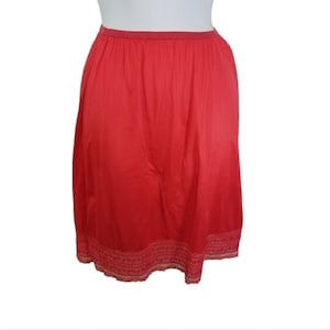Vtg 60s Penney&#39;s nylon lace half slip skirt, vintage 1960s lingerie silky nylon skirt mid century MCM mod