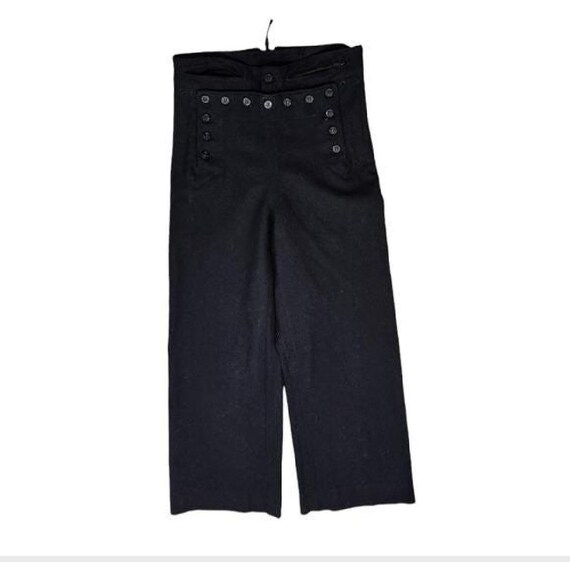 Vintage 1940s WWII Navy Sailor Pants, Black Wool Wide Leg Trousers