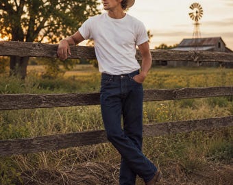 Vintage 90s 1990s Wrangler Cowboy Cut Jeans 13MWZ, Western Rodeo Denim Pants, Classic Blue Cotton USA Style, 36x32 Durable Workwear