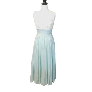 Vintage 1950s Miss Elliette Powder Blue Formal Gown, Romantic Chiffon Evening Dress, Retro Mid Century Prom Party Fairy Pastel Feminine
