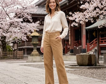 Vtg St. John Sport flare wide leg jeans pants vintage 1980s 90s quiet luxury pants trouser academia work school career gold hardware 4