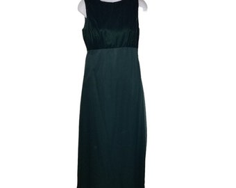 Vtg 90s y2k sleeveless green velvet prom formal dress