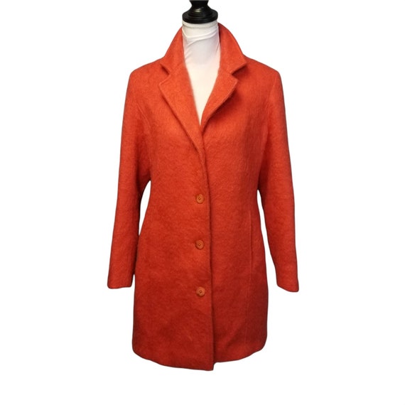 Vtg 80s mohair coat, orange coat, orange mohair c… - image 1