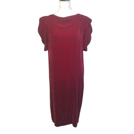 Vtg 80s Halston III red velvet dress