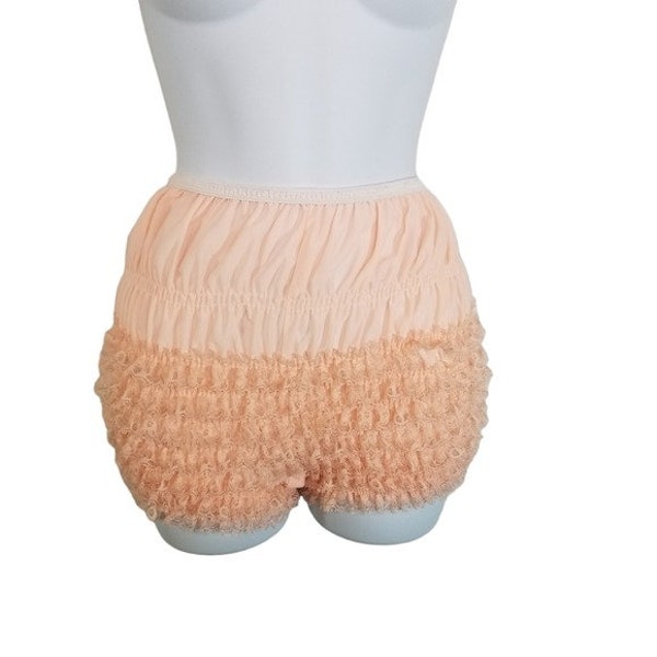 Vtg peach ruffle square dance shorts bloomers pettipants sissy
