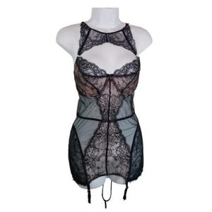 Vintage Victoria’s Secret Black Lace Corset, Merry Widow Bustier, Witchy Whimsigoth Lingerie, Goth Lace-Up Boudoir Sexy Lingerie
