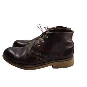 Vintage Red Wing Heritage 3141 Boots, Brown Leather Work Chukka Boots, Low Ankle Lace-Up Prison Style Boot, USA Made Rugged Classic