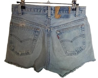 Vintage 80s 90s Levi's Cut Off Jean Shorts, Button Fly Distressed Denim Shorts, Made in USA, Festival Summer Grunge Clothing