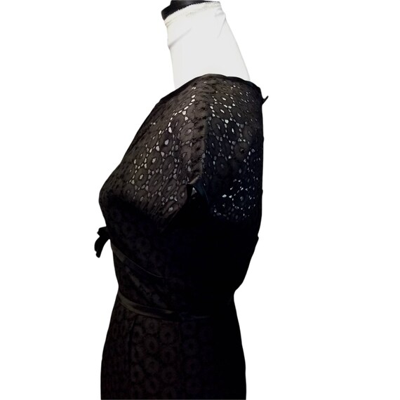 Vtg 50s black cotton eyelet dress, 1950s black co… - image 3