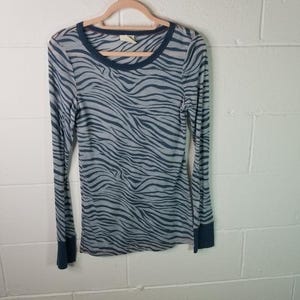 Vintage Y2K Free People Tiger Stripe Burnout Henley, Sheer Animal Print Long Sleeve Top, Grunge Boho Layering Shirt image 3